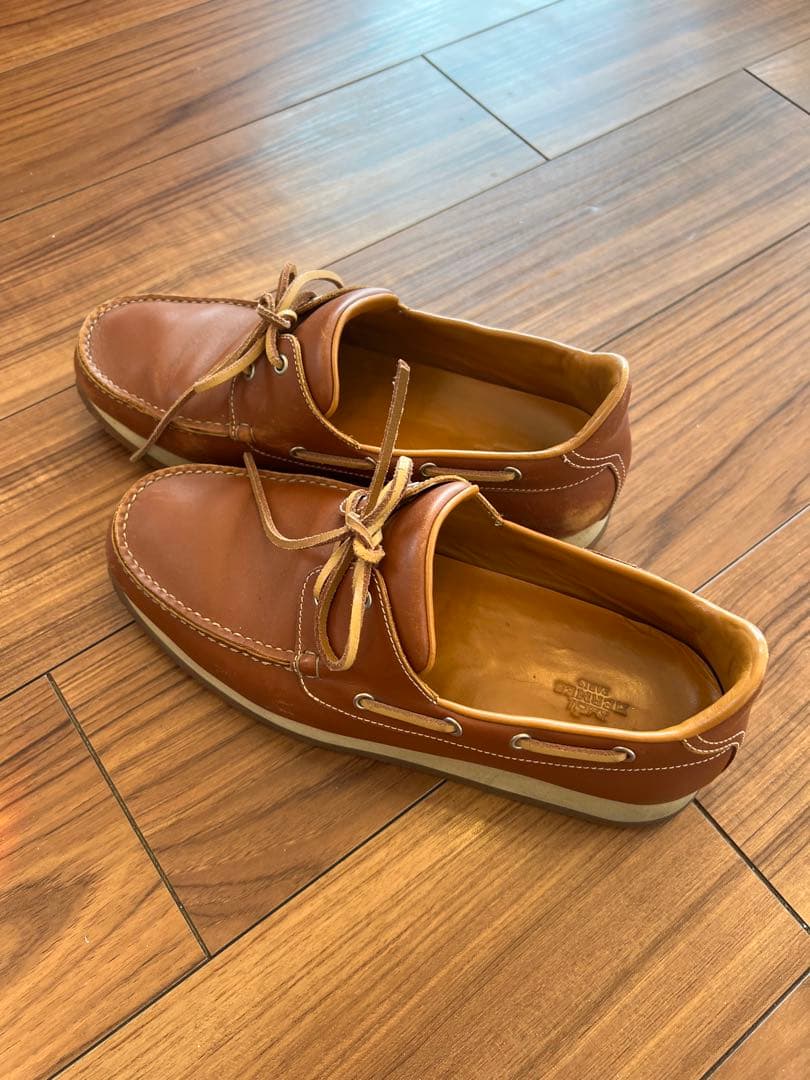 エルメス　ブラウンレザー デッキシューズ　26.5 42 1/2