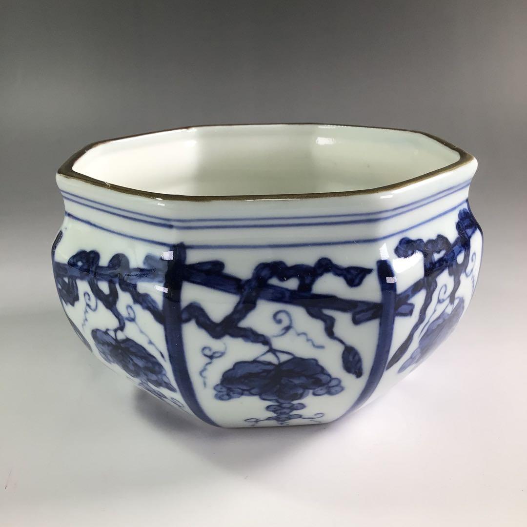 P826 皆具 『鈴木康月造』『染付ぶどう棚絵』 共箱 茶道具