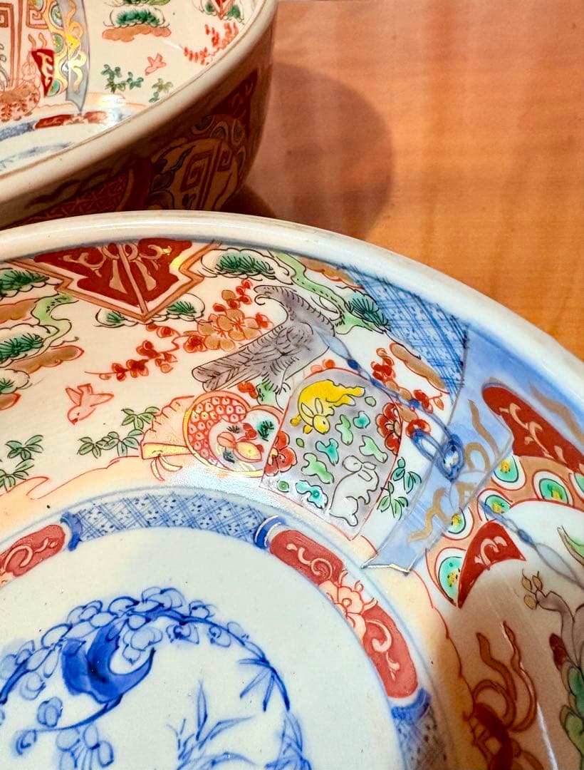 清水焼平安壱楽 祥瑞花鳥大皿 京焼 清水焼 平安壹楽 彩花鳥文 清水焼