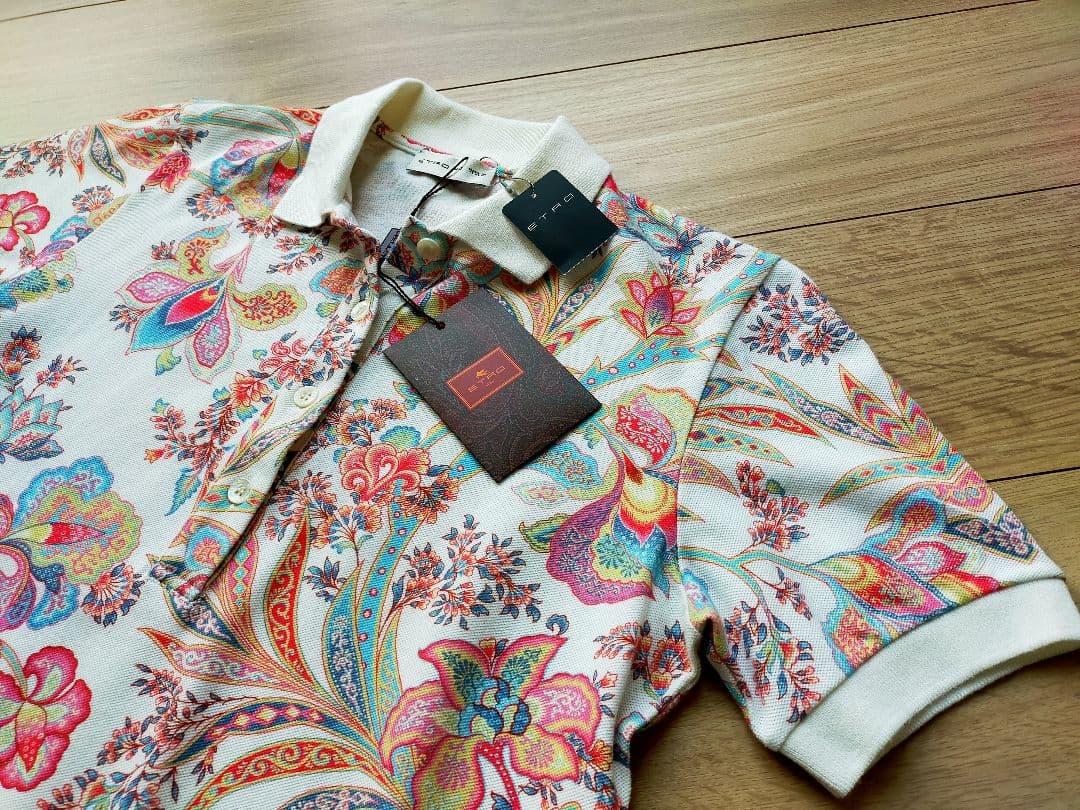 新品タグ付ETRO エトロ ペイズリー 柄 ポロシャツ40サイズ