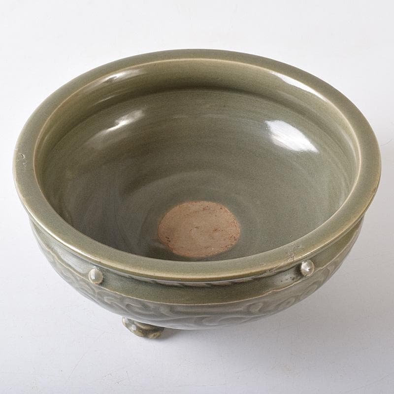 中国 龍泉窯 青磁 花文 三つ足大香炉 M R8769 - メルカリ