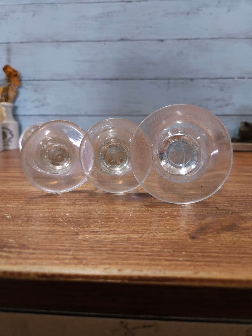 フランス アンティーク 厚手の吹き硝子 アブサングラス 3脚セット