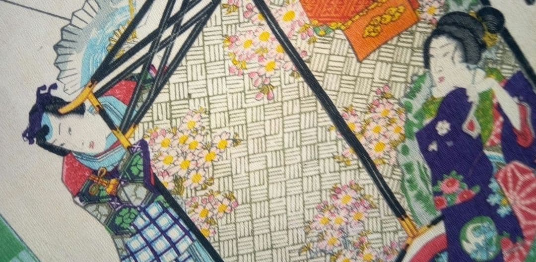 浮世絵、田舎源氏五十四帖八話花の緑、チリメン画(縮細）、二代歌川