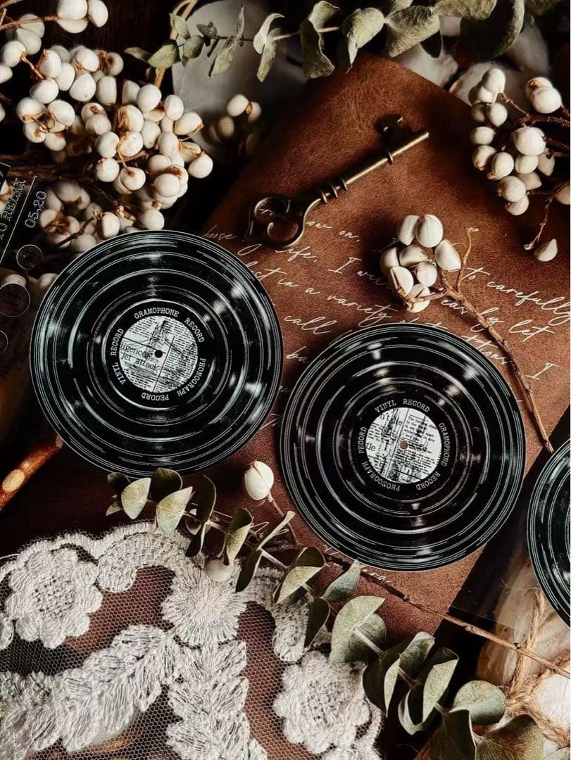 霖蓝汐原创手账《黑胶唱片》海外マスキングテープ　マステ 【2653】