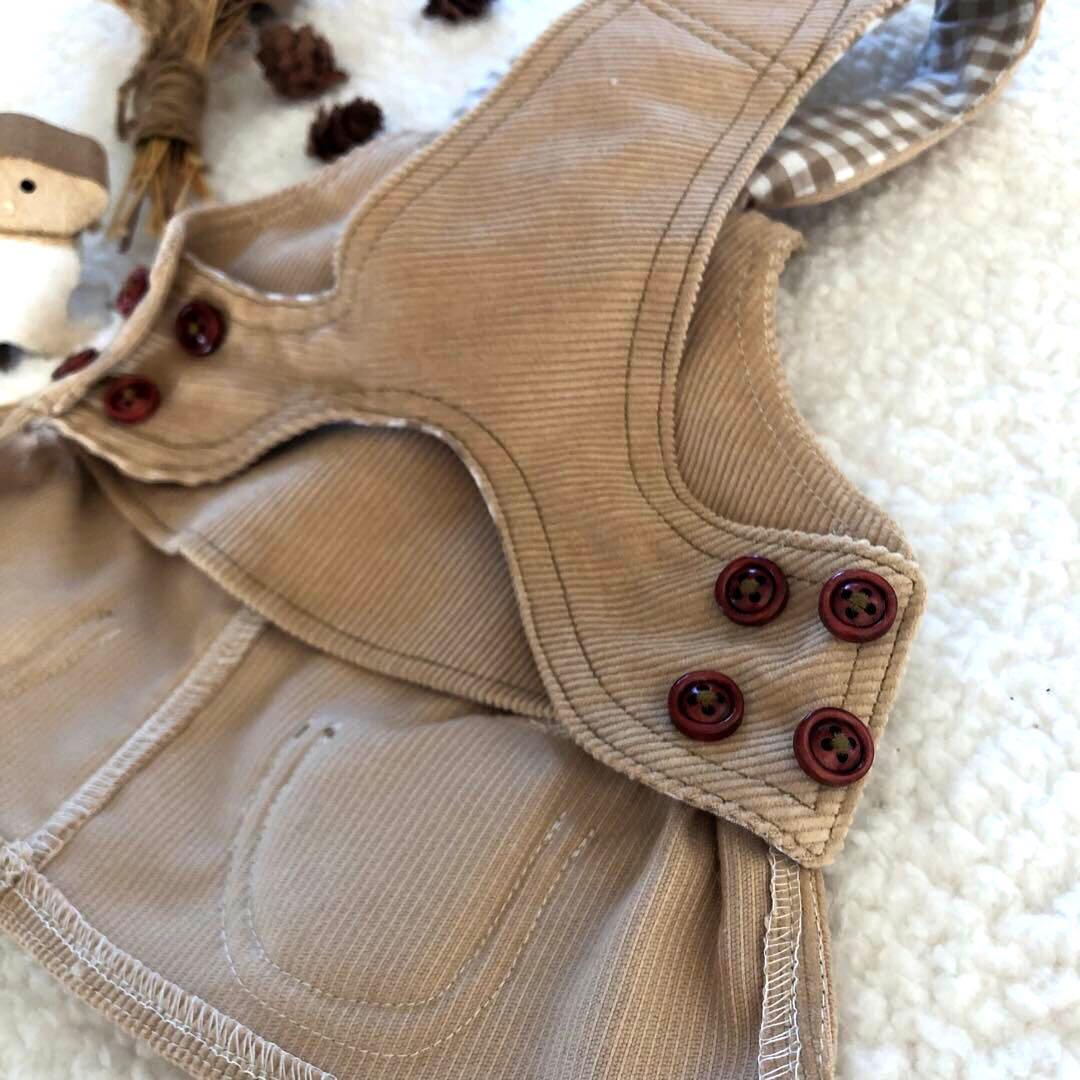 ハンドメイド ジャンパースカート 小型犬 コーデュロイ