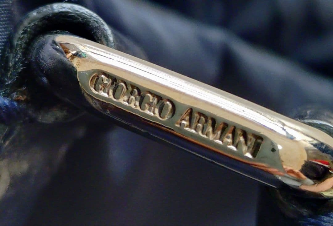 ジョルジオ・アルマーニ ネイビー ナイロン×革 ビジネスバッグ