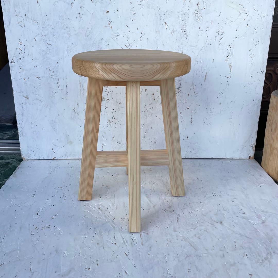 Aki 国産ひのき　丸椅子　木製スツール　4脚