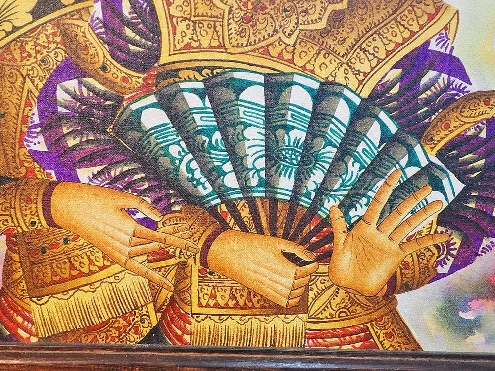 インドネシアの踊り子＿バリアート(絵画、額縁付)【アジアン雑貨】