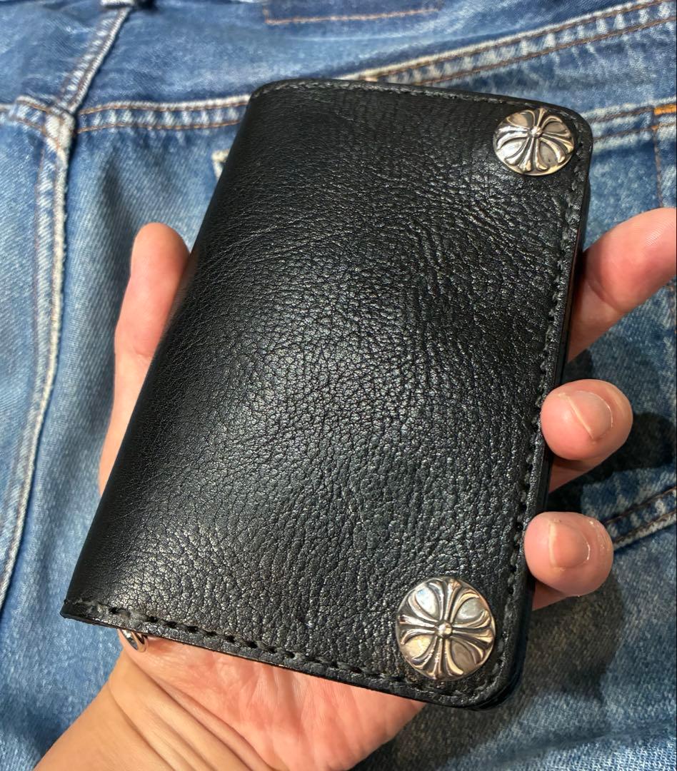 ミドル　トラッカーウォレット　姫路レザーシュリンク　シルバー925 クロスボール