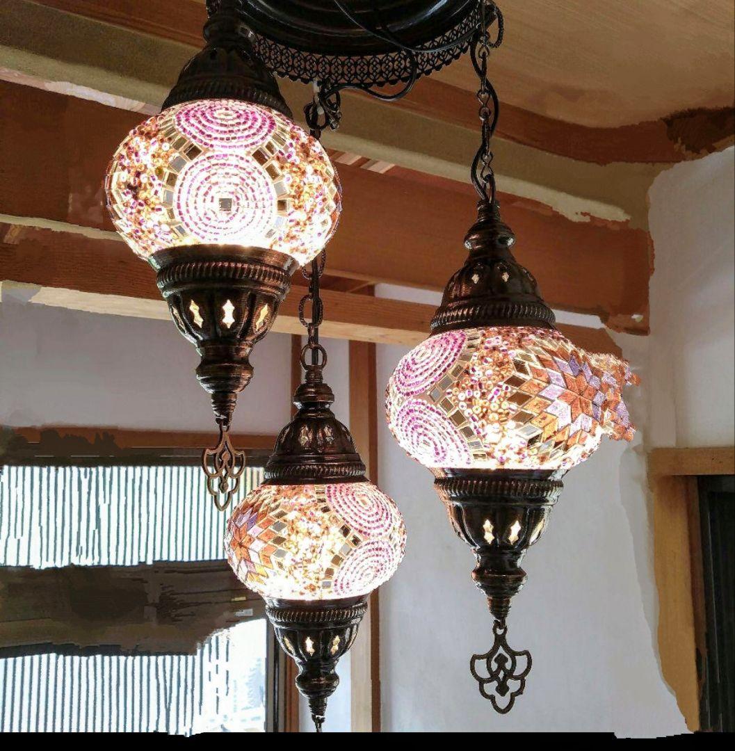トルコガラスペンダントライト 3灯 トルコガラスペンダントライト 3灯 トルコガラスペンダントライト 3灯
