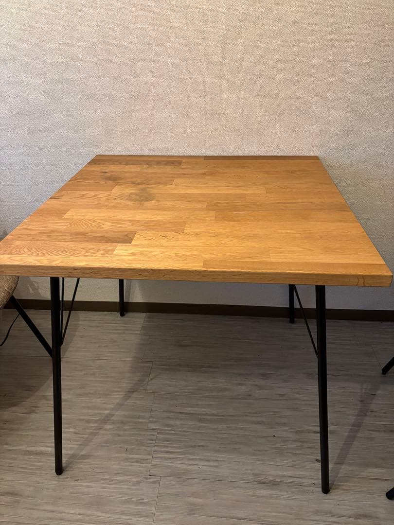 【80cm×80cm】ナチュラルウッドテーブル ダイニングテーブル 幅80cm ニレ突板 北欧風 食卓用 木製 ナチュラル