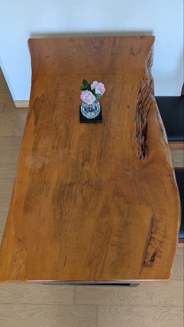 カミオ様限定　美品　欅　ケヤキ　一枚板ダイニングテーブル152x88x7　座卓脚