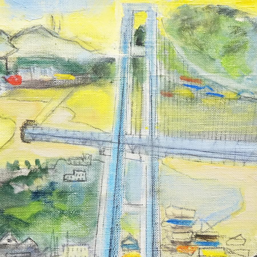 神津港人 油彩画 パリレオミュールセバストボール駅前 直筆サイン 一点物