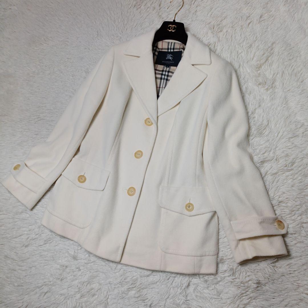 美品■BURBERRY LONDON アンゴラ混 ウールコート ホワイト filt-yshopping_lcta75941