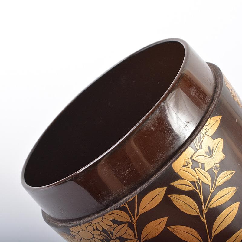 茶道具　漆塗　時代秋草蒔絵　棗　時代箱　M　R6284