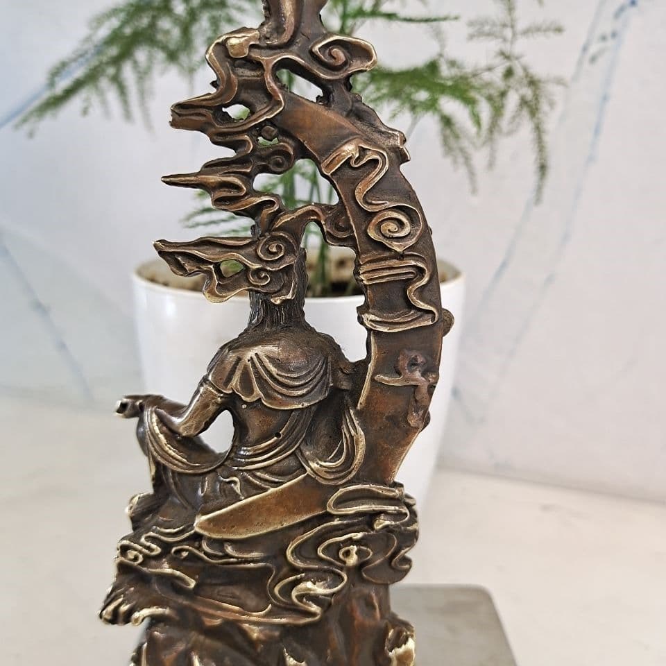 菩薩 水月観音 銅製 仏像 彫刻 置物 開運 風水 現代工芸品 美術品 置物