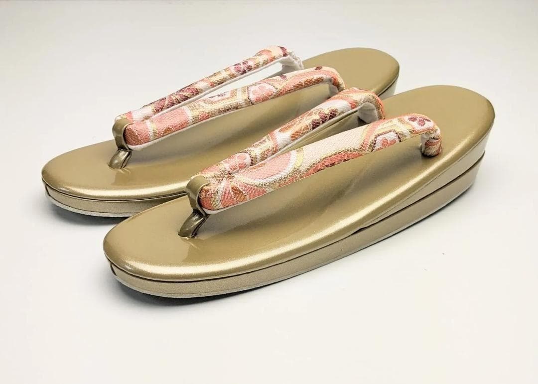 草履バッグセット 振袖用 帯地 ゴールド 梅 フリーサイズ w5-4