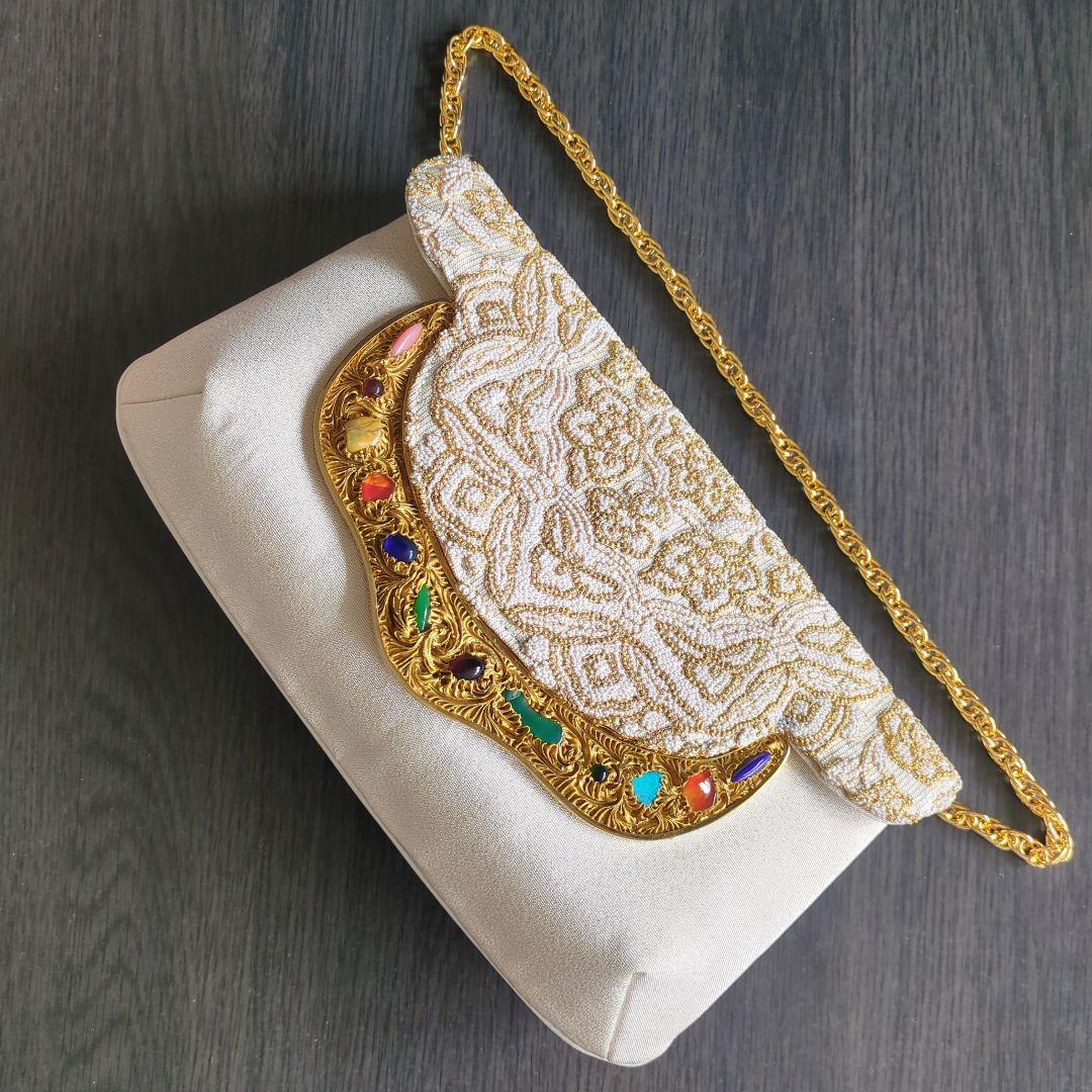 濱野皮革工藝 バッグ　ハンドバッグ　ショルダーバッグ　クラッチ　天然石　白