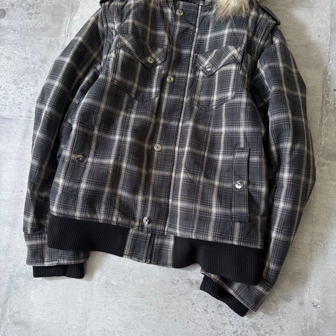 00s archive ombre check far blouson y2k - メルカリ