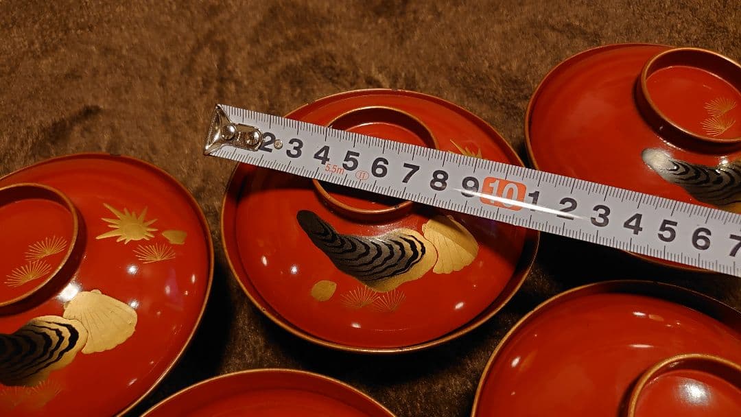 輪島塗 漆器 金蒔絵 蒔絵 蓋椀 蛤の図 人間国宝 5客