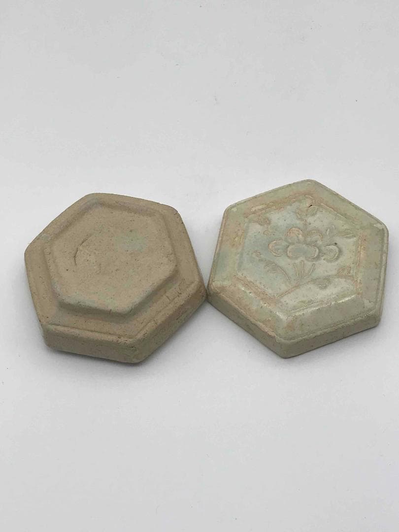 北宋時代 青白磁貼花花文合子 香盒 香合 影青 茶道具 香道具(F-