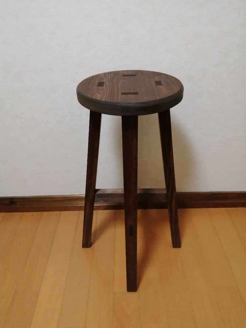 【ほぞ組】木製スツール　高さ65cm　丸椅子　stool