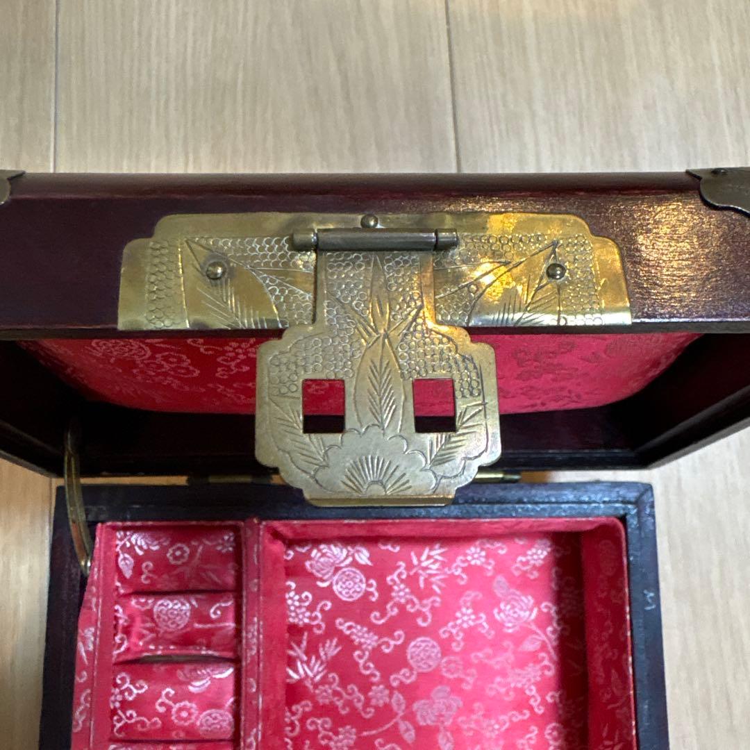 中国 白翡翠 彫刻 宝石箱 ジュエリーボックス　ビンテージ