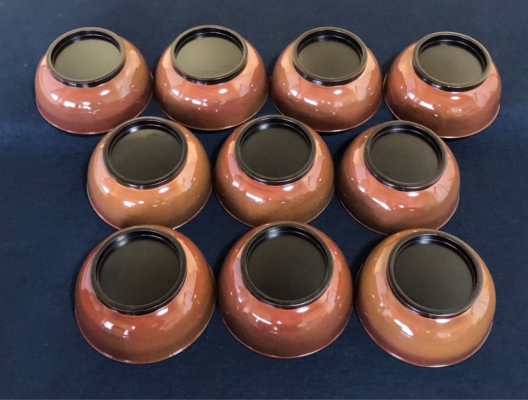 《R》懐石 絵変り鳥蒔絵 雑煮椀10客 木製漆器 木箱　260109き2