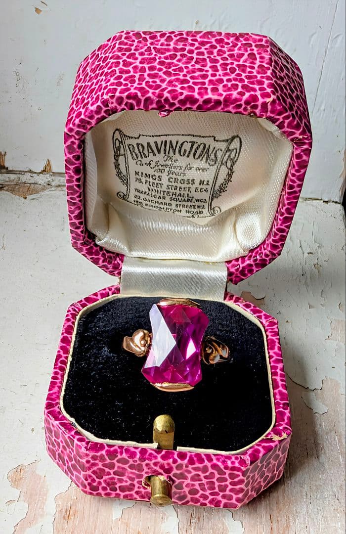 け*い様 レアカット✨️K18 昭和ヴィンテージ 合成サファイアリング 10号