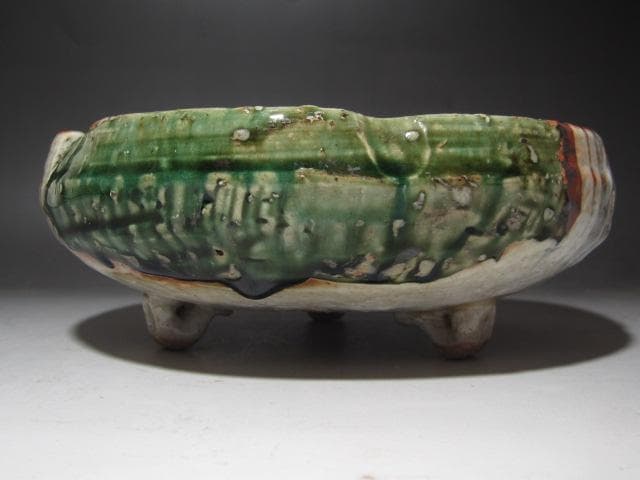 ☆　古織部　葵紋　鉢　黒田陶々庵極めがございます☆y436