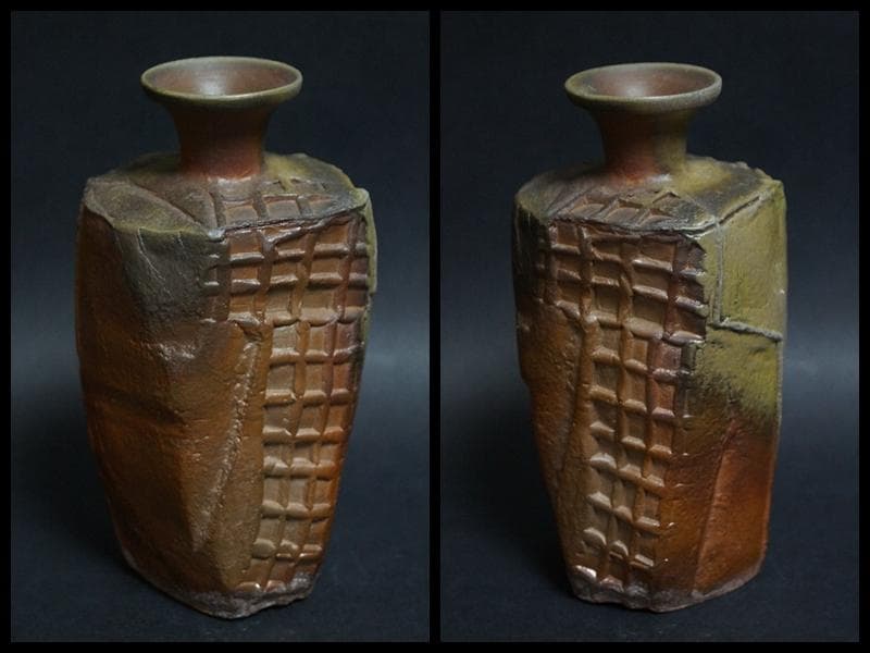 備前焼 小西陶蔵造 窯変造形徳利 共箱 酒器 備前市重要無形文化財★美品★