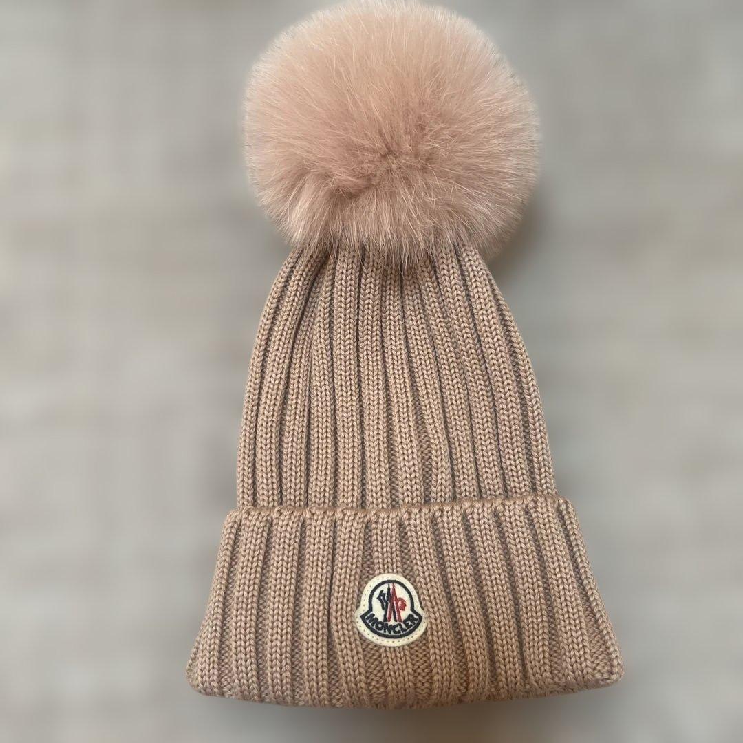 MONCLER ベージュ ニット帽 ファー付き MONCLER ベージュ ニット帽 ファー付き MONCLER モンクレール FOX