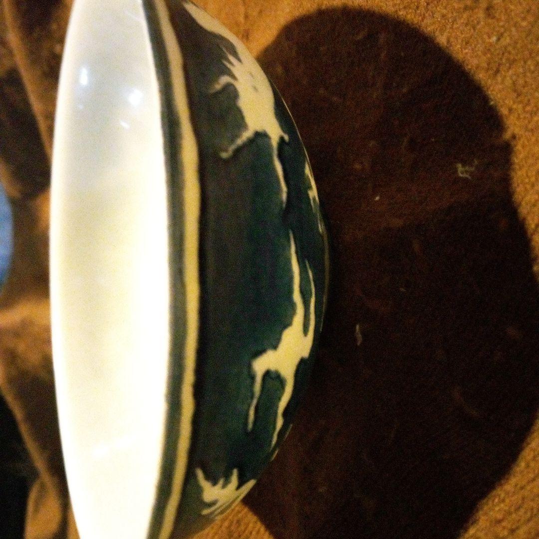 中国陶磁器 明宣徳 青白磁 ドラゴン模様 ボウル