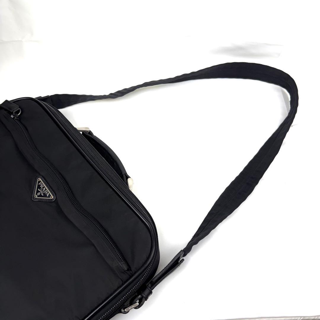 PRADA ビジネスバッグ 2way テスートナイロン レザー 三角ロゴ 黒