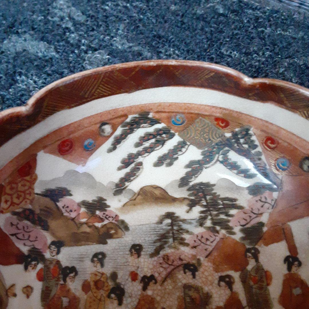 古い明治薩摩超絶細密画小鉢碗/芸者童女仏僧風俗画/里帰り伊万里唐津
