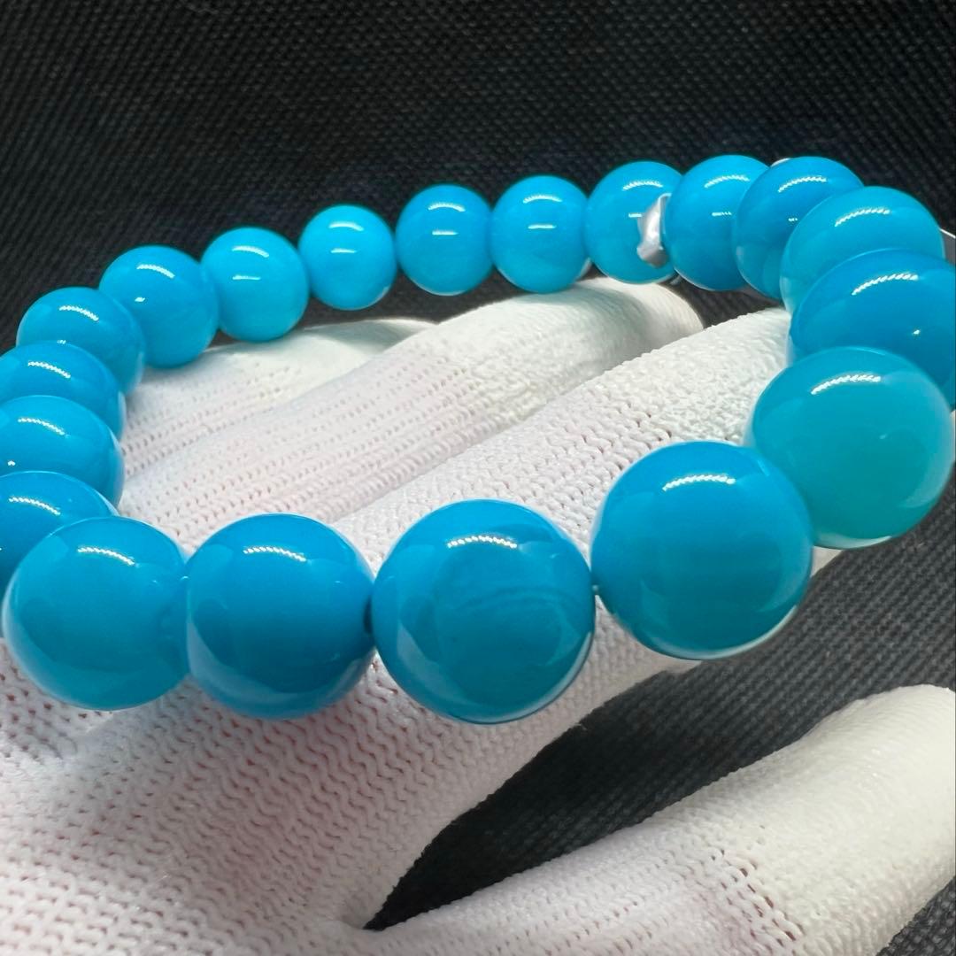 天然 高品質のターコイズ(トルコ石)ブルーのブレスレットAB1071