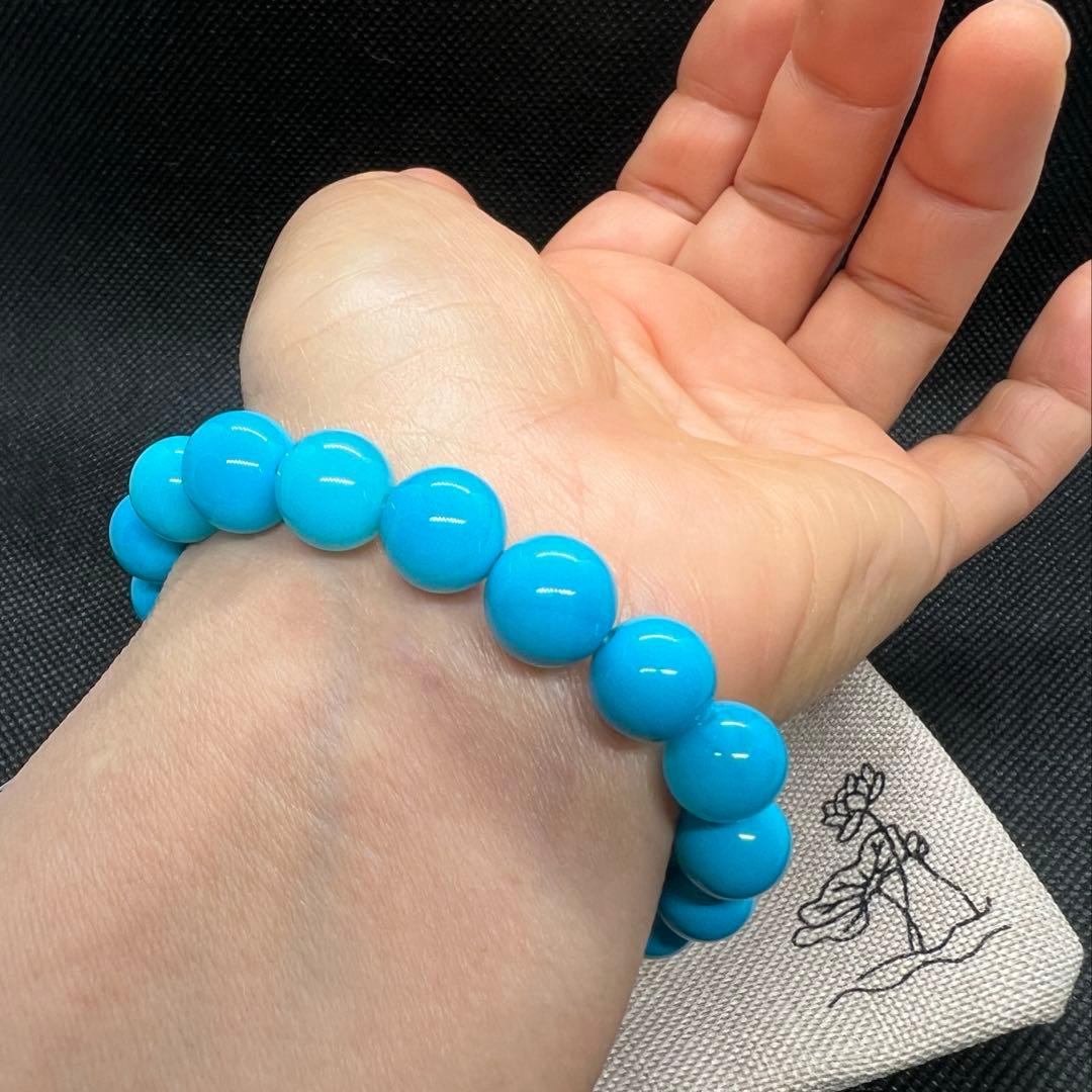 天然 高品質のターコイズ(トルコ石)ブルーのブレスレットAB1071