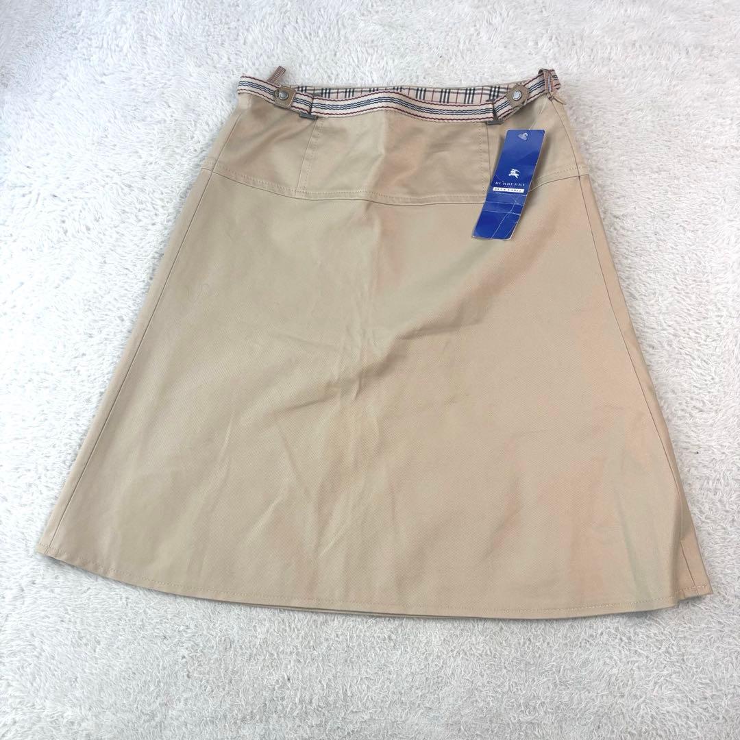 未使用 タグ付 バーバリーブルーレーベル ベージュ ひざ丈スカート ノバチェック