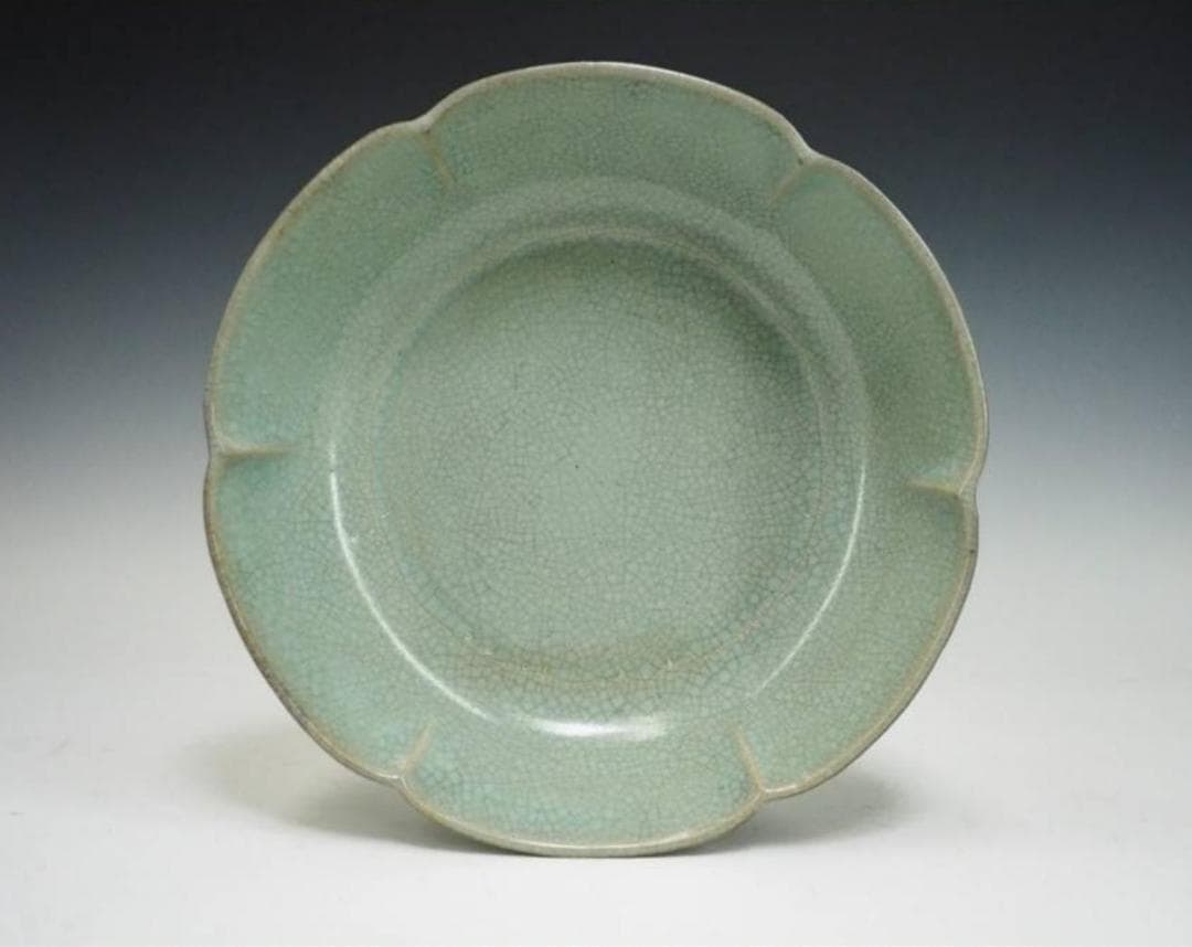 中国美術 宋 汝窯 青磁皿 青磁筆洗 幅18cm 箱付 中国古玩 c21112