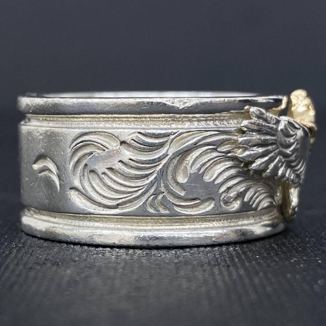 ARIZONA FREEDOM K18頭金イーグル シルバー 唐草リング 24号