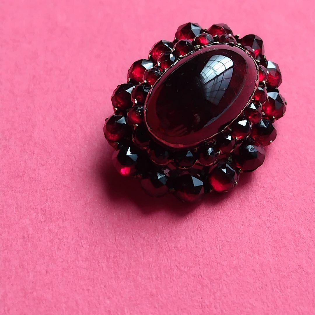 訳あり アンティーク ガーネット ブローチ ボヘミアンガーネット