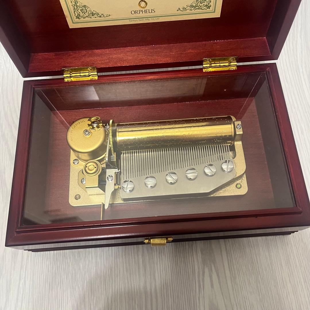 サンキョー オルフェウス マホガニー材 木製オルゴールSankyo