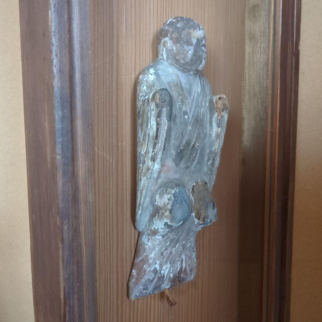 木製仏像オブジェ 約19cm 骨董品 美術品 壁掛け