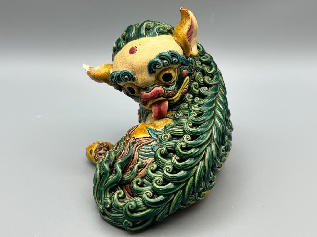 両獅子　置物　智盧　陶光　林智信　交趾焼　陶磁器　台湾交趾