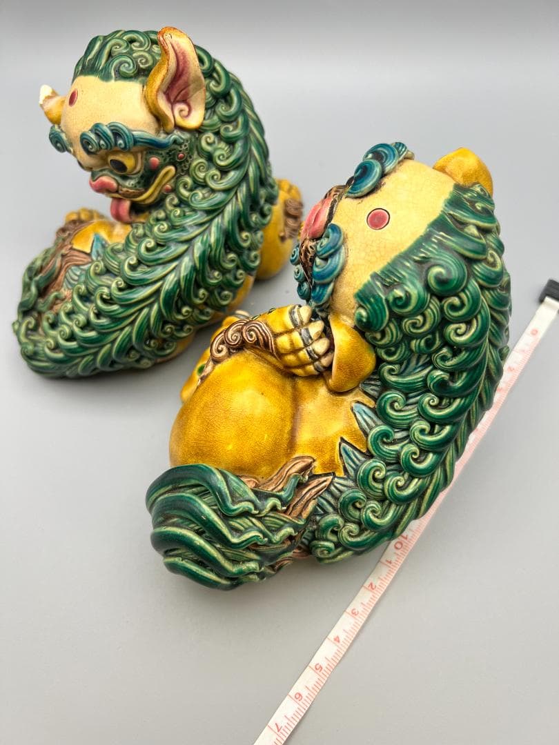 両獅子　置物　智盧　陶光　林智信　交趾焼　陶磁器　台湾交趾