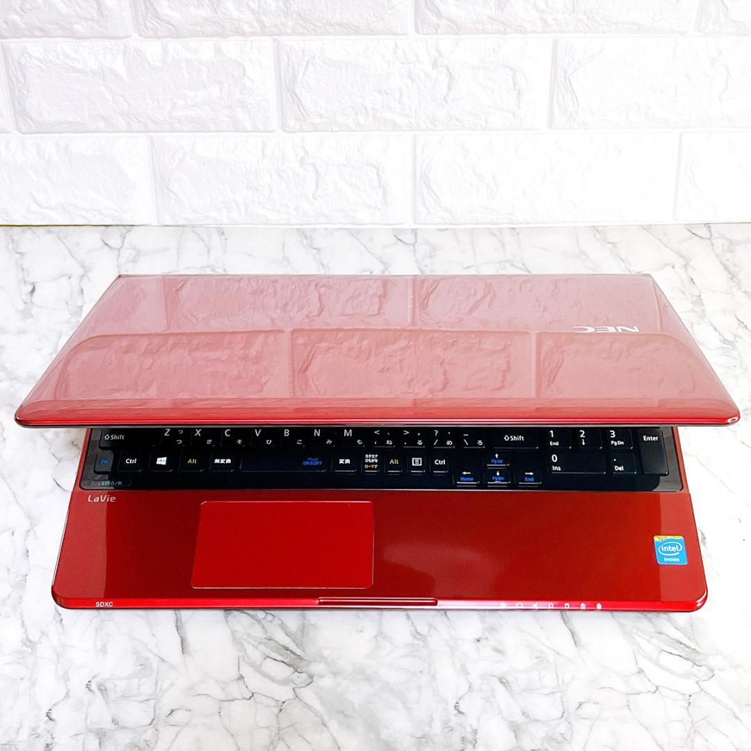 美品✨Windows11✨爆速SSDお洒落ノートパソコン赤✨カメラ薄型・オフィス
