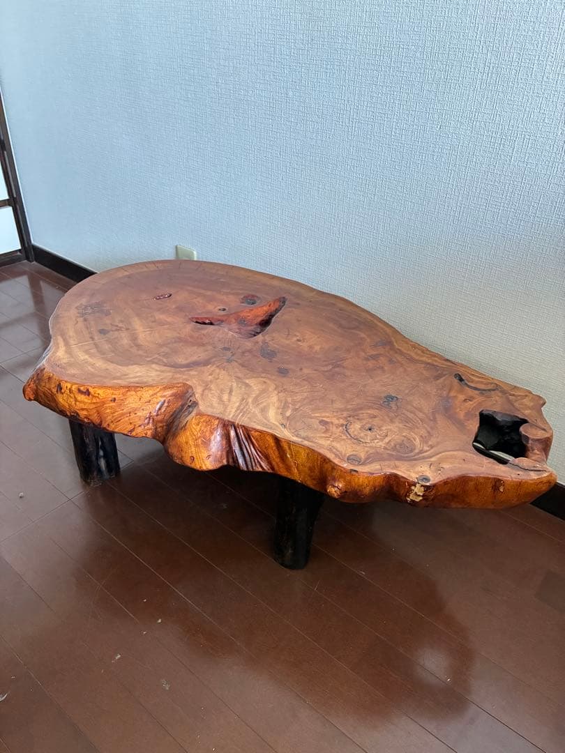 一枚板 座卓 テーブル 希少】天然木 一枚板 座卓 ローテーブル
