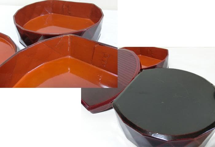 ☆昭和初期☆戦前☆本堅地☆ダイヤ側半月幕の内☆三段重☆重箱☆漆器☆漆芸☆