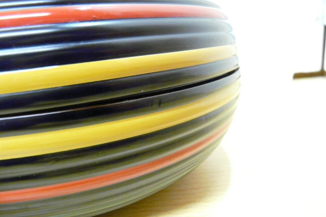 加賀塗師 金城萬茂 造 五彩 独楽糸目菓子器 喰籠 天然木地／