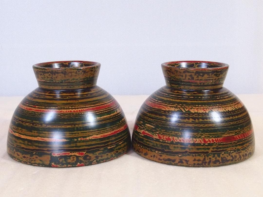 【未使用】独楽塗 合鹿椀 2客＆汁椀 2客 入れ子椀/雑煮椀/煮物椀/お椀 漆器